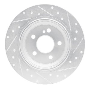 Mercedes-Benz S430 Brake Rotor (1) - Rear Left - R1 Concepts - Drilled & Slotted - Silver - `03-`06
